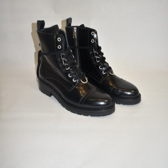 AllSaints Black Women's Leather Lira Hiker Black Boots Size 38 EU 8 US - Picture 2 of 9